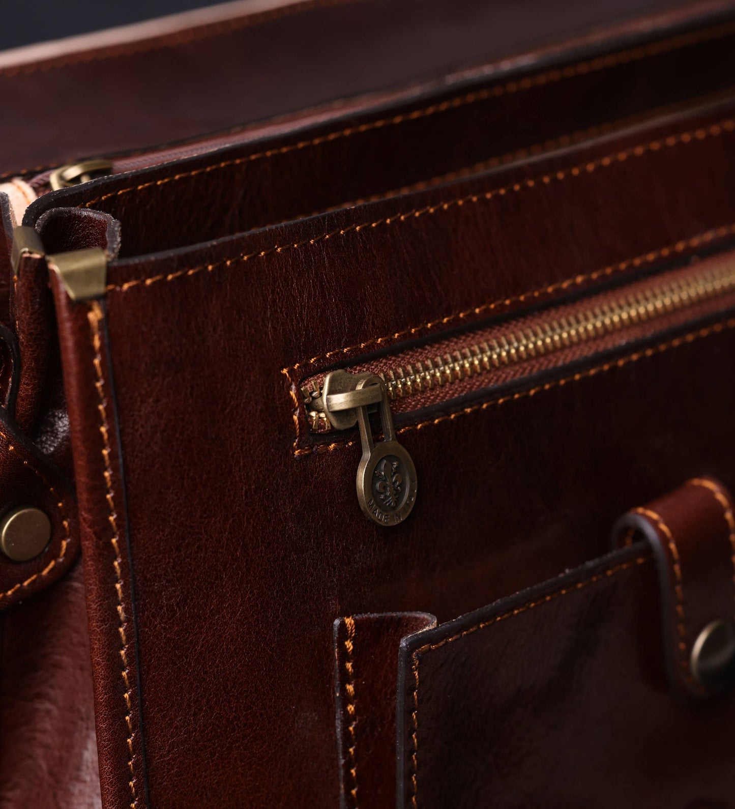 Brown Italian Leather Briefcase - Illusions