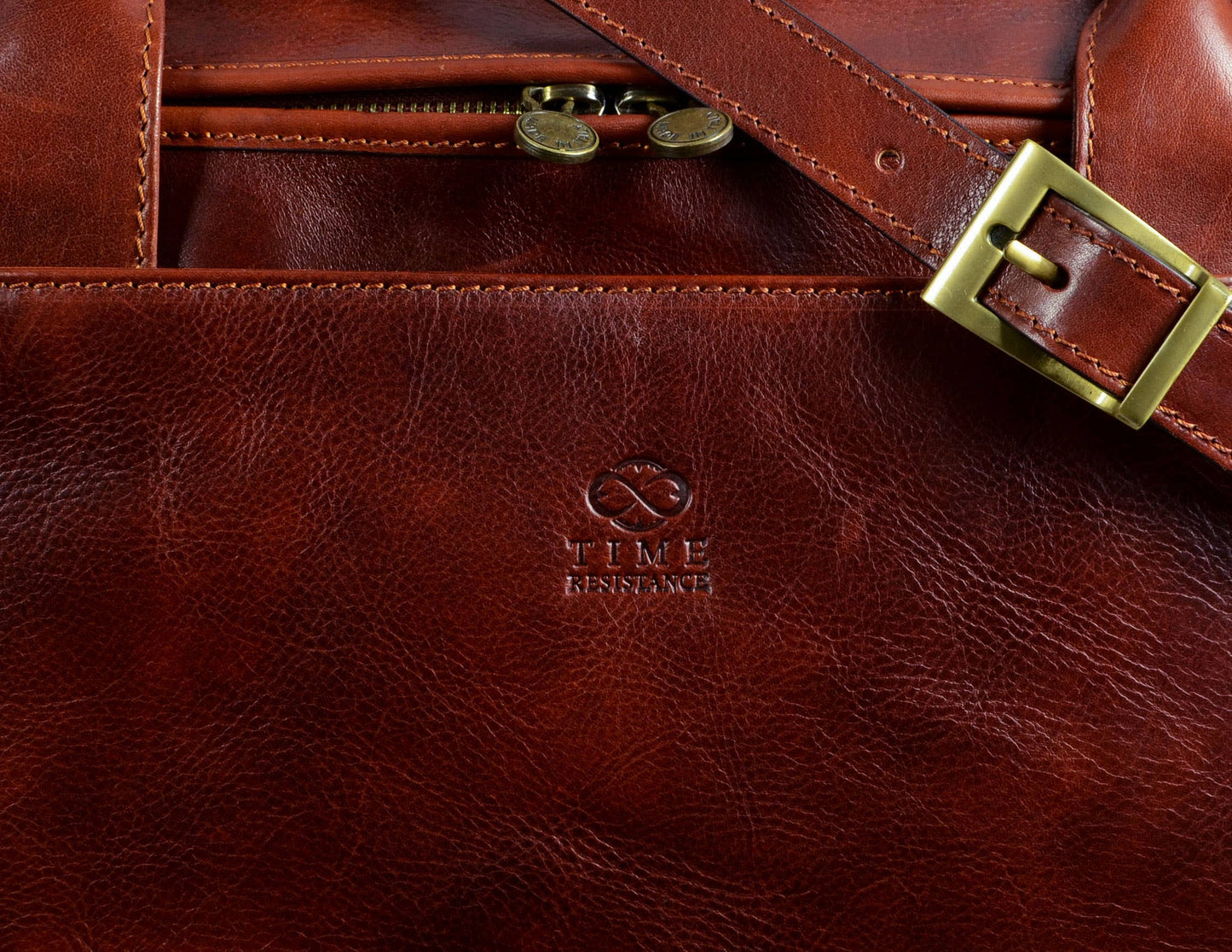 Large Brown Italian Leather Duffel Bag - The Hitchhikers