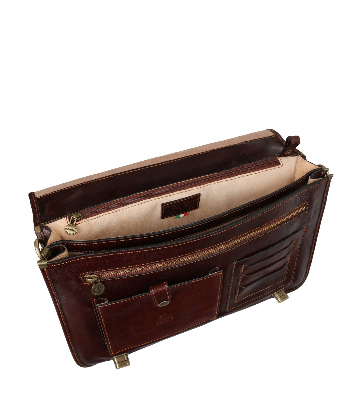 Brown Italian Leather Briefcase - Illusions
