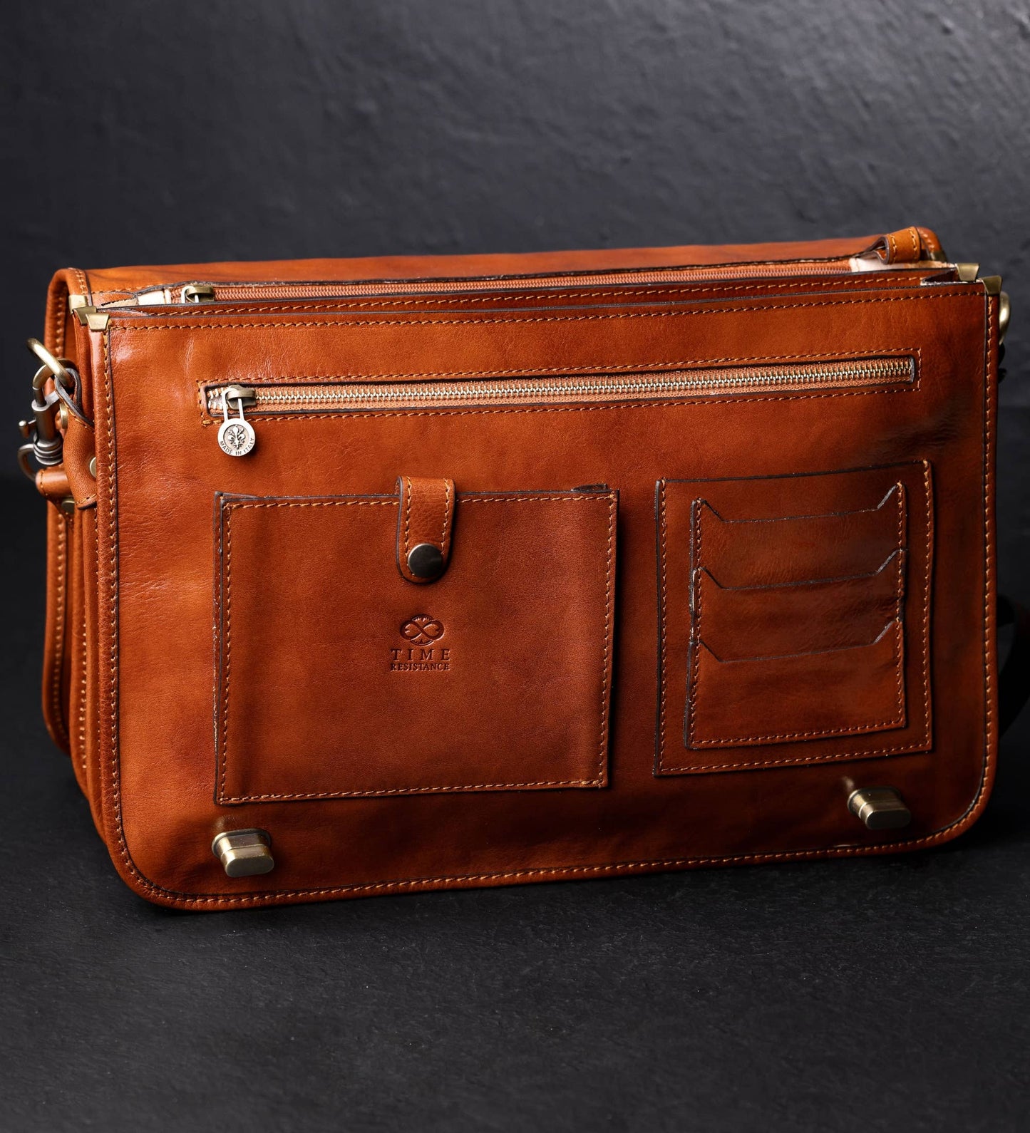 Brown Italian Leather Briefcase - Illusions
