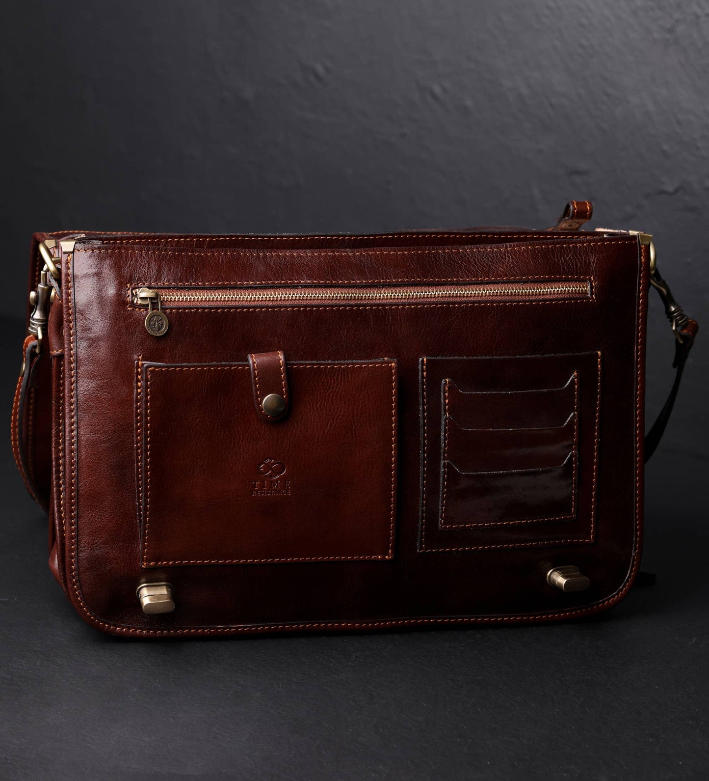 Brown Italian Leather Briefcase - Illusions