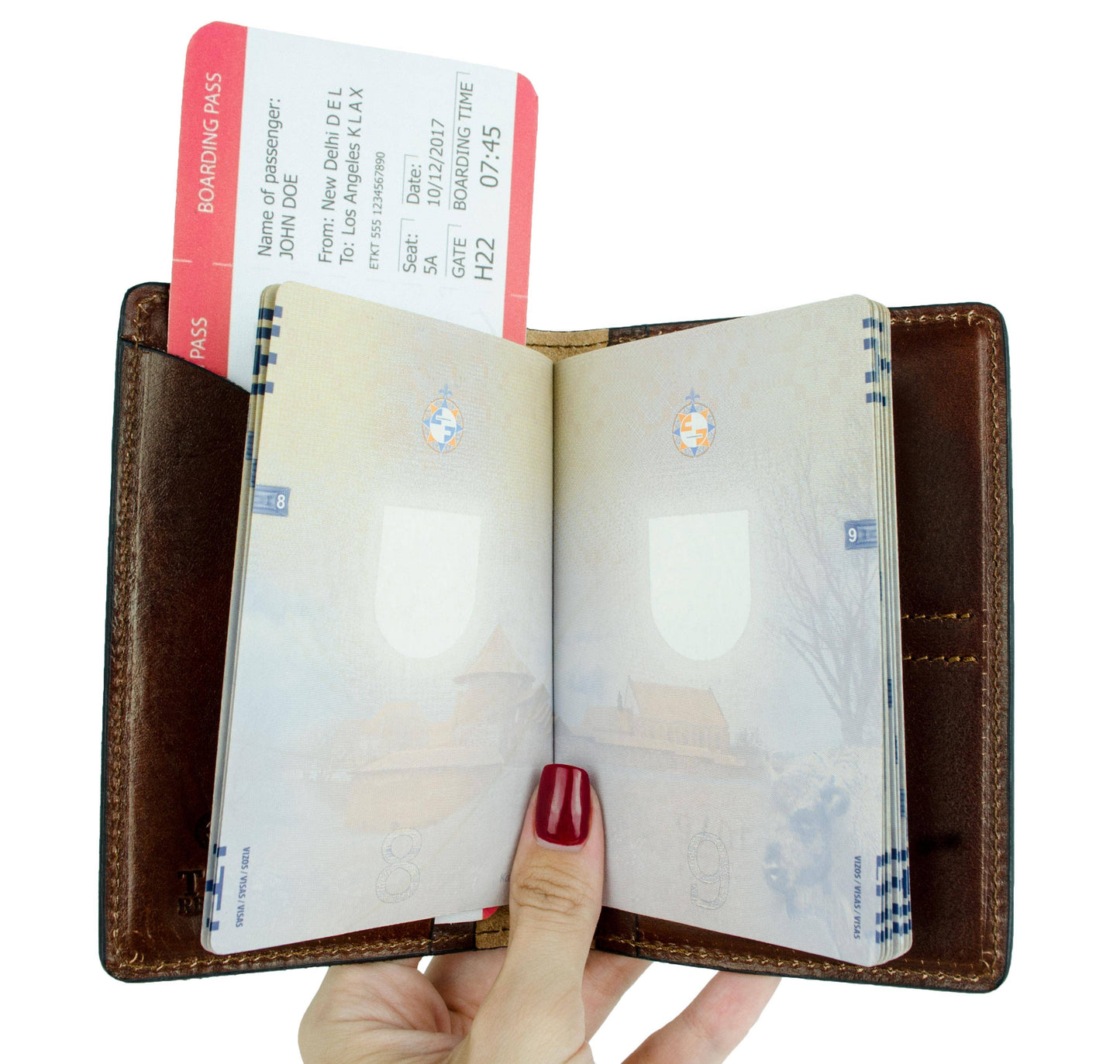 Brown Leather Passport Holder - Gulliver's Travels
