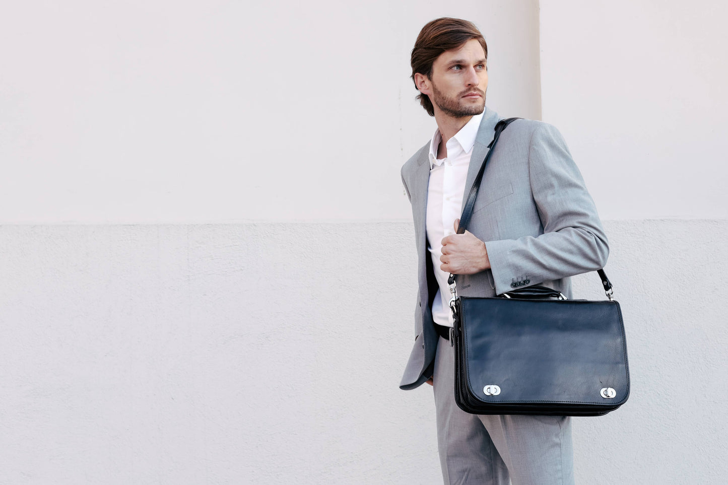 Brown Italian Leather Briefcase - Illusions