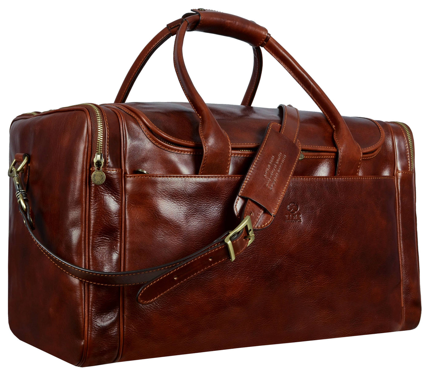 Large Brown Italian Leather Duffel Bag - The Hitchhikers
