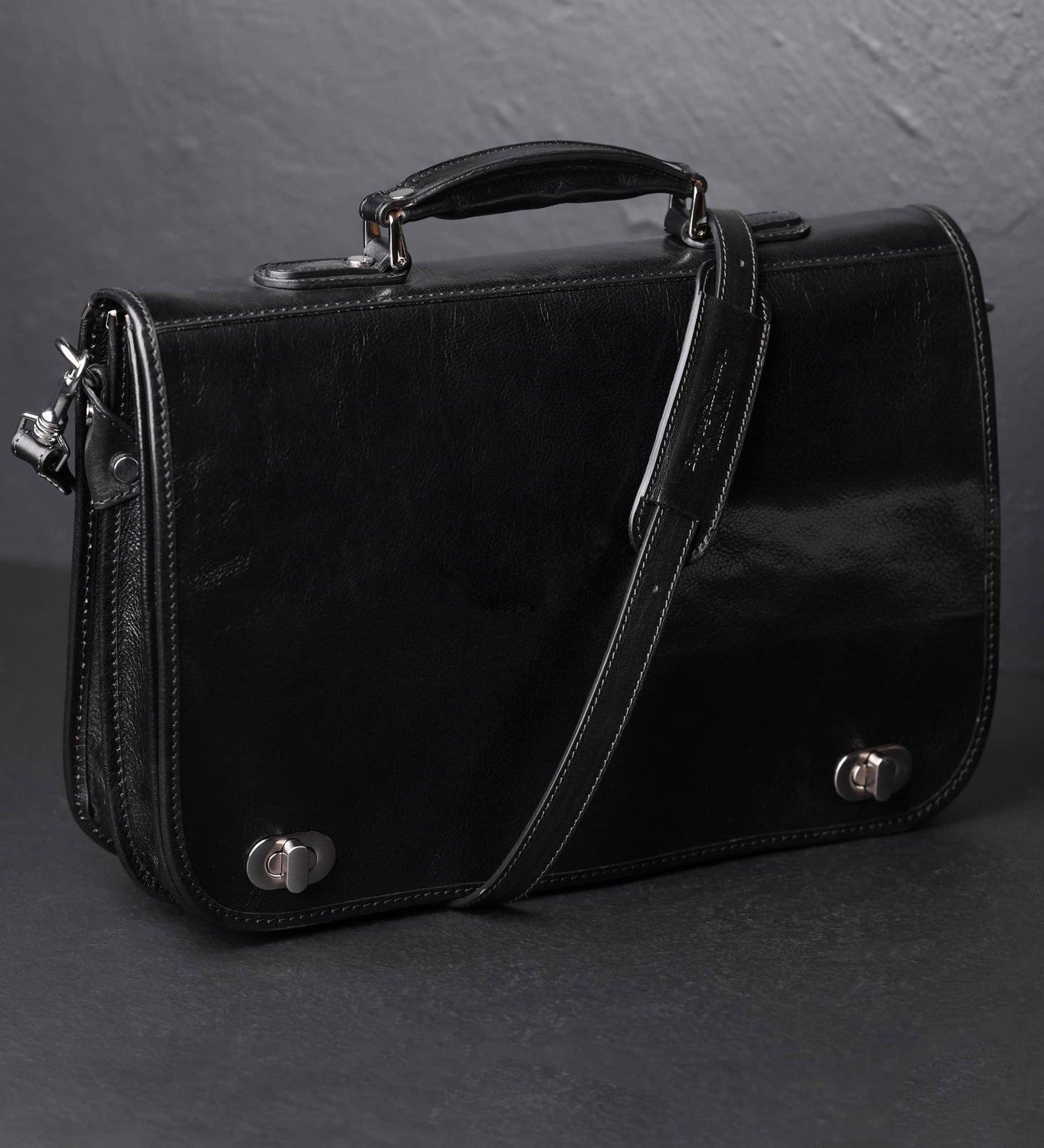 Brown Italian Leather Briefcase - Illusions