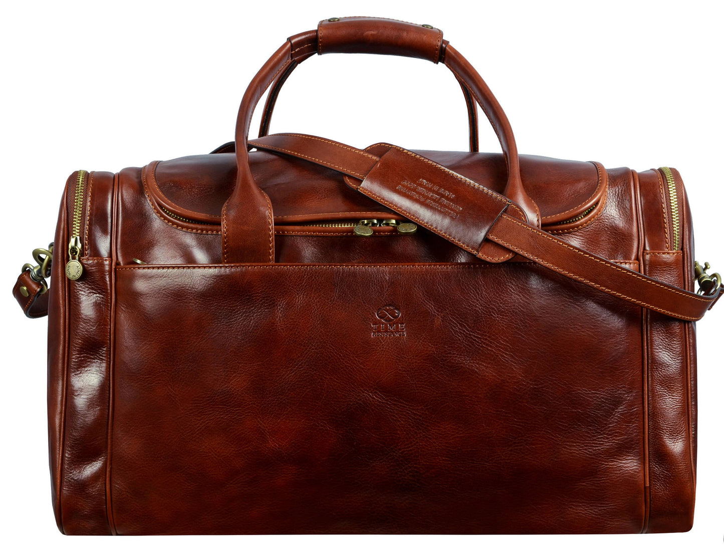 Large Brown Italian Leather Duffel Bag - The Hitchhikers