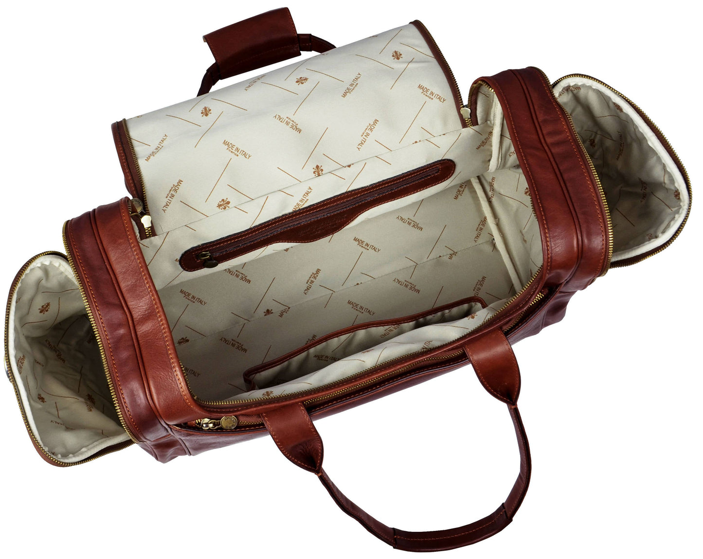 Large Brown Italian Leather Duffel Bag - The Hitchhikers